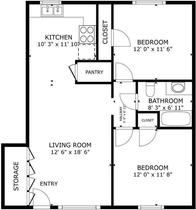 2 Bedroom Floor Plan - The Groves
