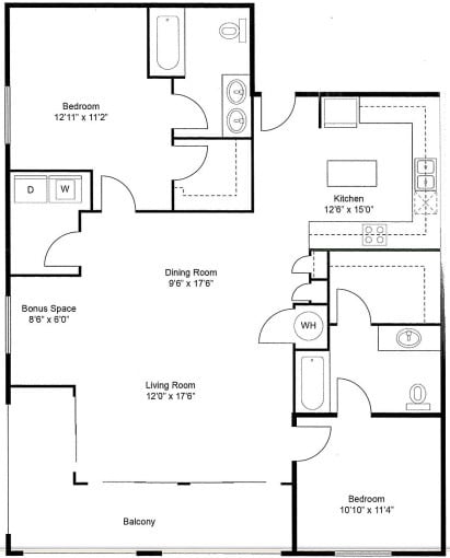 Bartley 2x2 1262 SQ FT - Flats on 4th