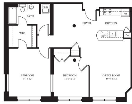 AC-AH_2Bed_1Bath_1020 Sq Ft - American Cigar