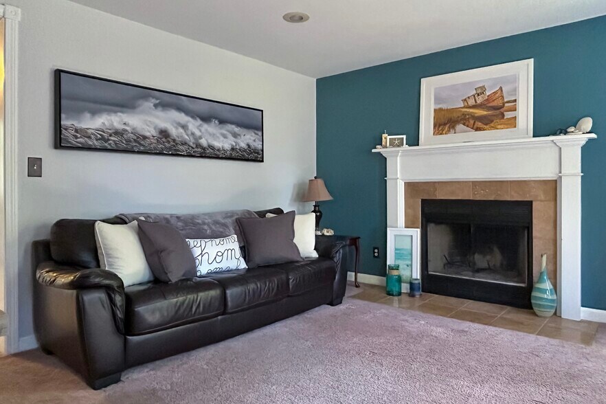 Downstairs den with working fireplace and sleeper sofa - 278 Harrison St