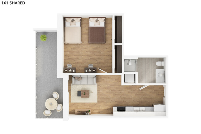 Experience urban living in this stylish one-bedroom shared apartment. - Nora