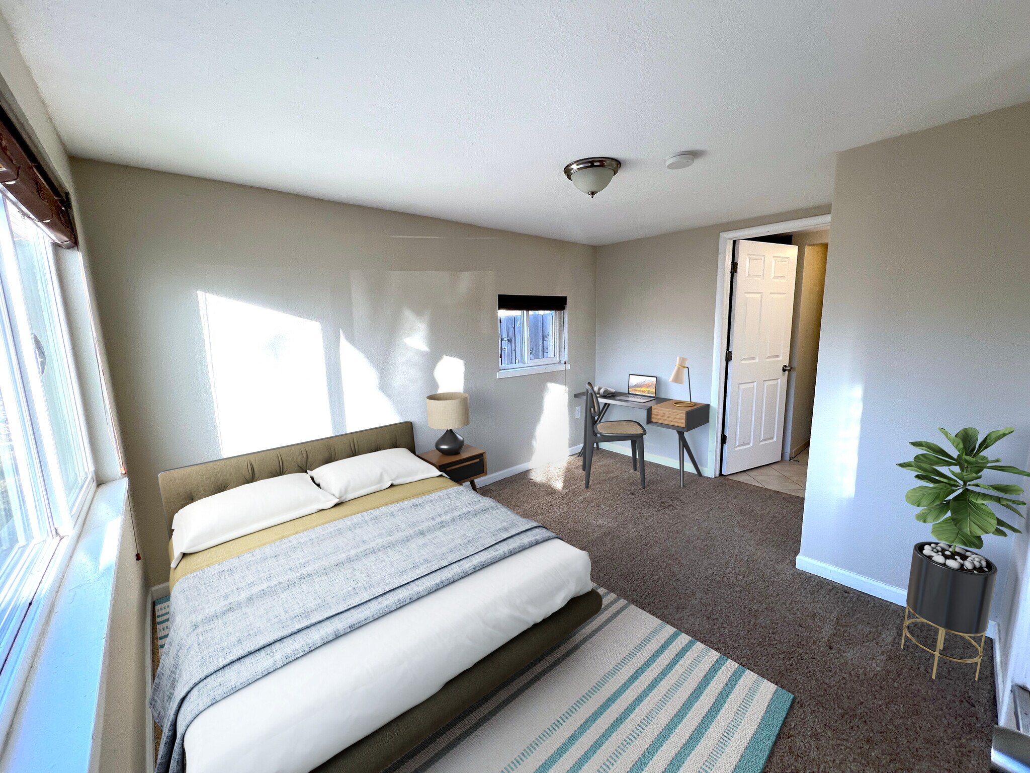 Bedroom 3 with great light and attached bathroom - 5130 Clay St