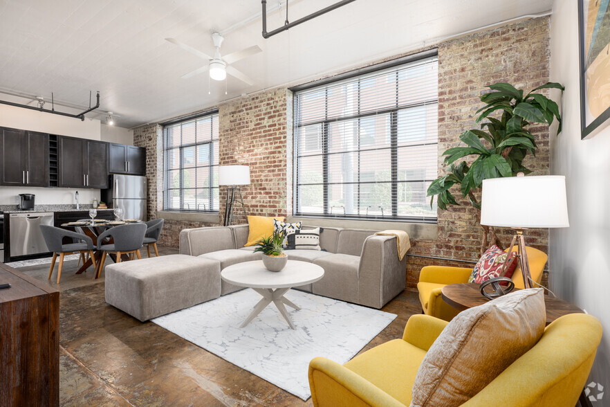 2BR, 2BA - 1061SF - Living Room - May Hosiery Lofts