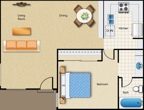 PLAN D - Five Coves Apartment Homes