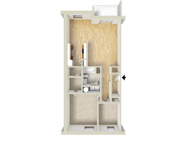 One bedroom with den floor plan - Whiteland West Apartments