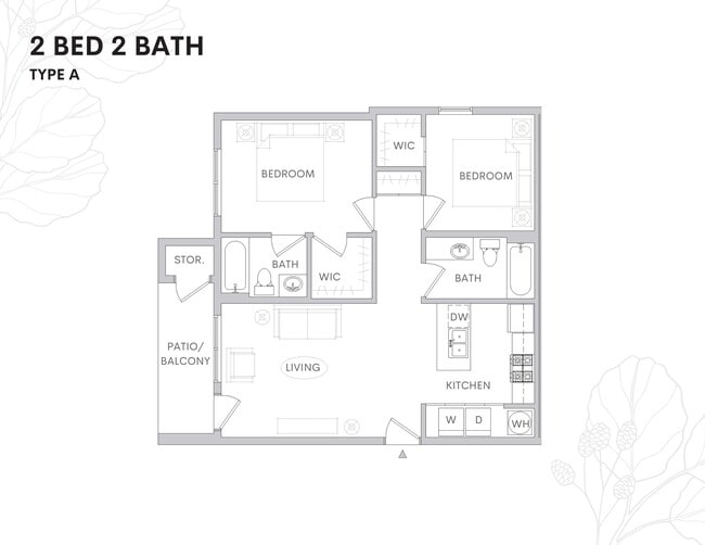 2 Bed 2 Bath Type A Floor Plan - Alder Walk