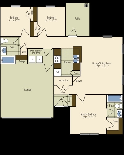 3BR/2BA - The Village at Wheeler Apartments