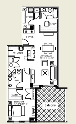 1BR/2BA - Station Square