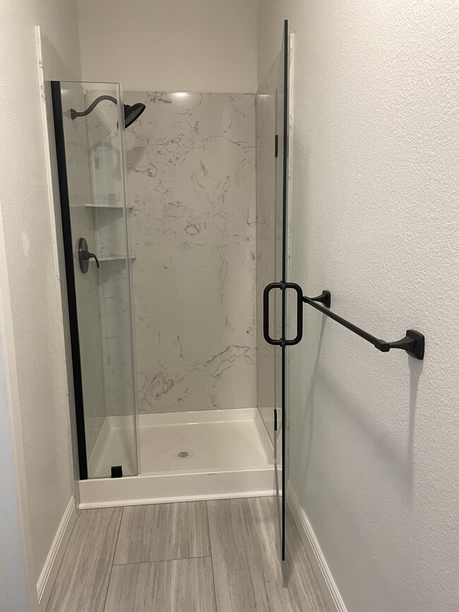 Solid shower door - 1 Crescent Way