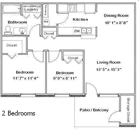 2BR/1BA - East Main Apartments