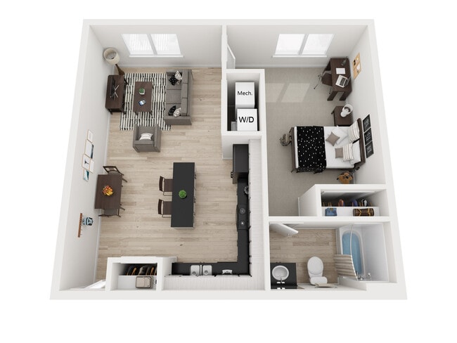 1BR, 1BA - A3 Floor Plan - Aero
