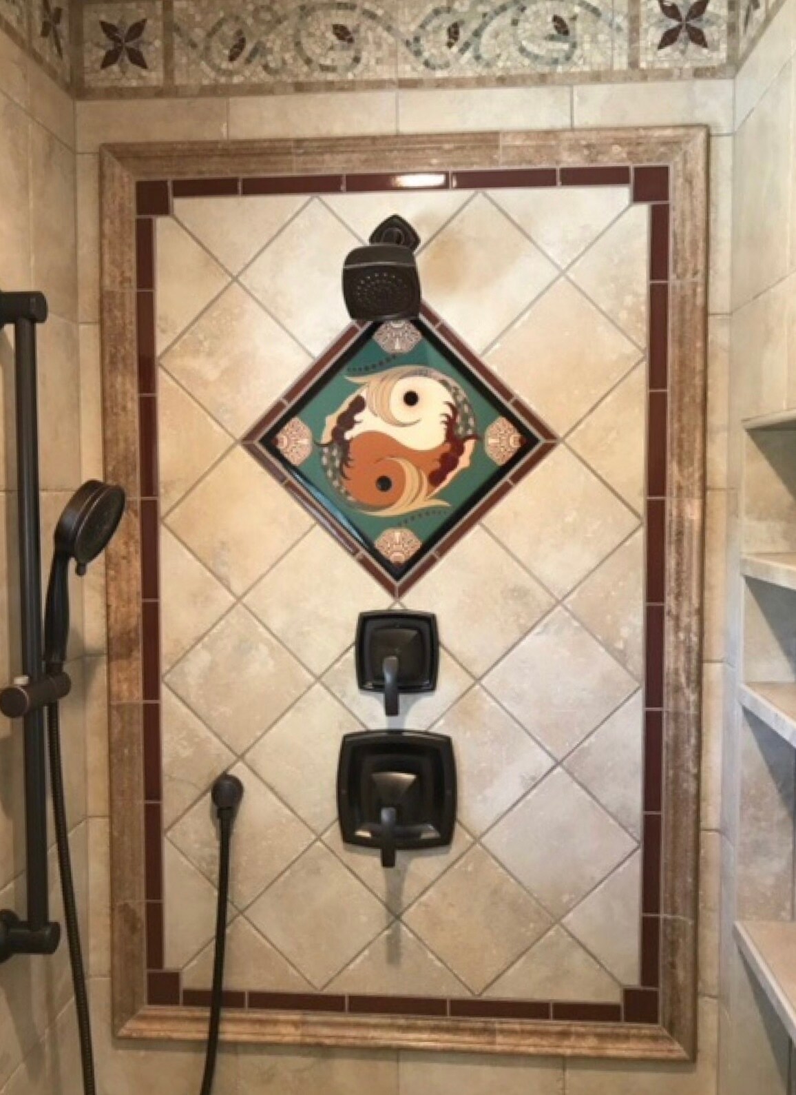 Custom-Designed Tile in Shower - 1507 San Jose St