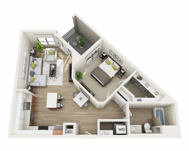 One Bedroom A1C Floor Plan - Katella Grand