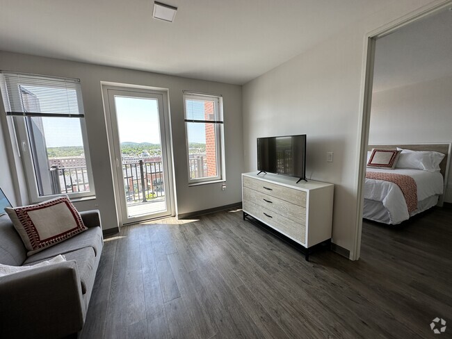 living room in the one bedroom apartment