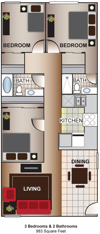 3BR/2BA - Mountain View Condos