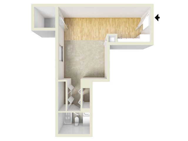 Efficiency floor plan - Lansdowne Towers Apartments