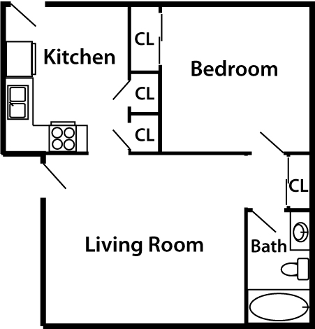 One Bedroom - Dodson Courtyard Apartments