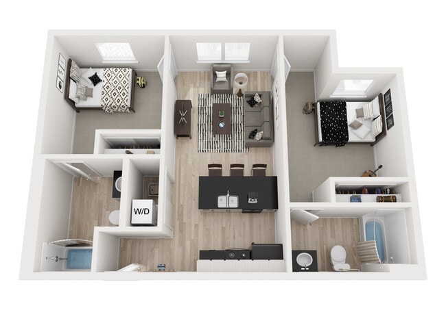 2BR, 2BA - B1 Floor Plan - Aero