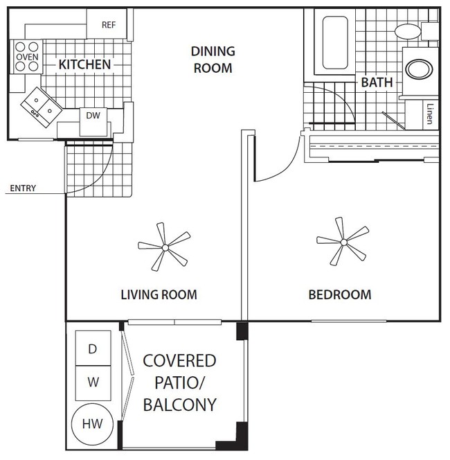 1 Bedroom Floorplan - Sagewood Apartments