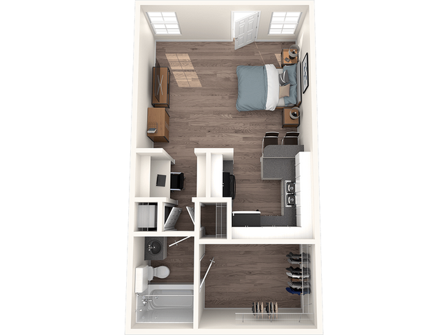 The Timbers | 3D Floor Plan | Studio - The Timbers Apartments