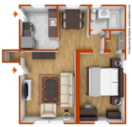 1BR/1BA - Park Towne Apartments