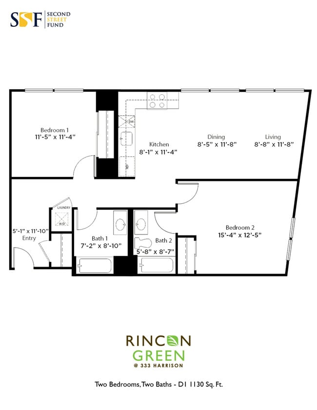D1 2B2B 1130 SQFT - Rincon Green