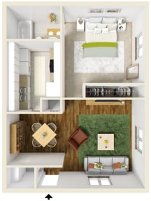 1br/1ba-w/d conn. Buttercup 706sq - The Meadows Apartments