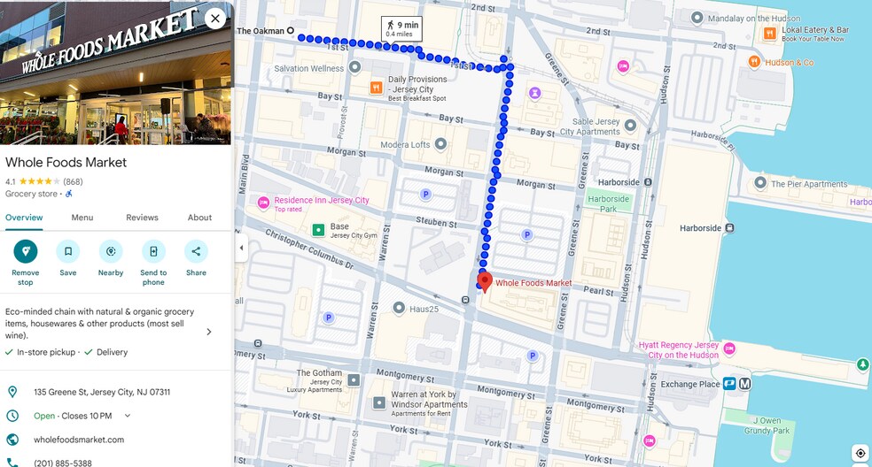 9 min walking Wholefoods - 160 1st St