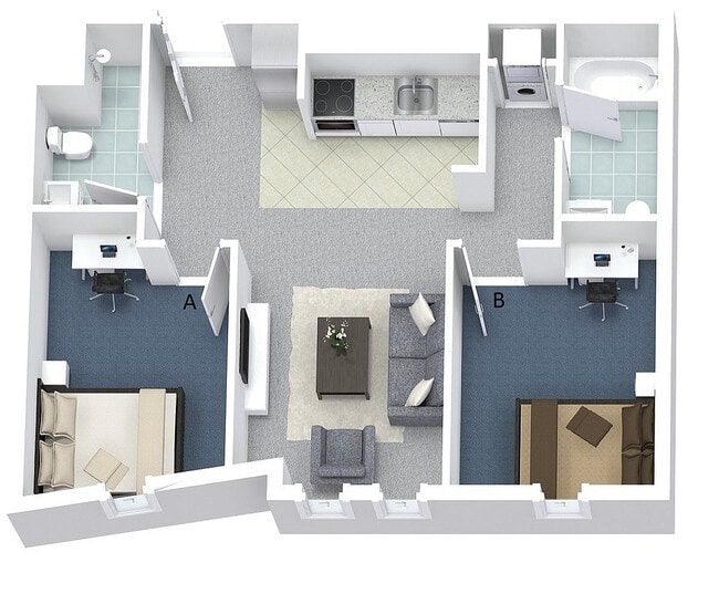 2x2 Layout I - University Lofts