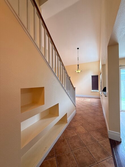 Decorative soffit on side of stairwell - 3326 Amberfield Cir