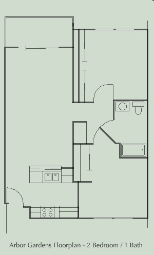 2BR/1BA - Arbor Garden Senior Apartments