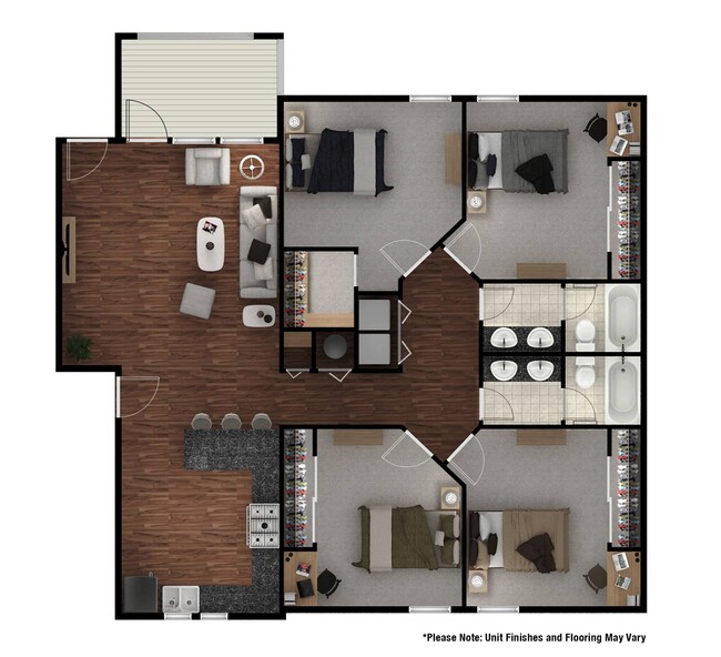 4 Bedroom 2 Bathroom 1,524 Sq Ft. - Stone Avenue Standard - Student Apartments