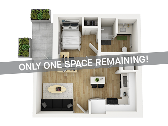 1x1 Courtyard - Only One Space Remaining! - HERE Seattle Student Apartments