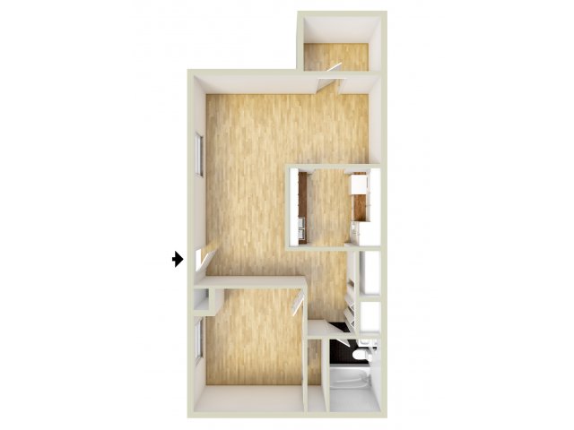 One bedroom floor plan - Park City Apartments