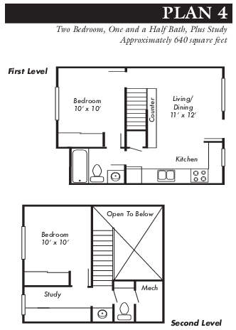 2 Bed 1.5 Bath with study Plan 4 - Hanover Place