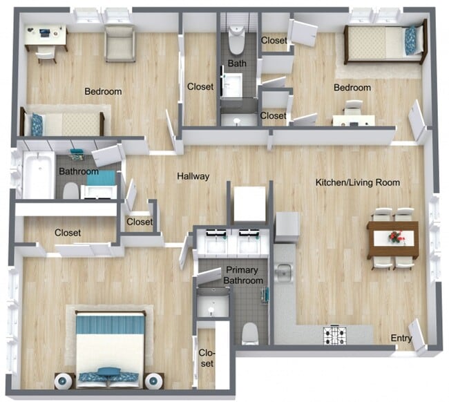 Floorplan - Duplet at Hillcrest | Modern Studio, 1 & 3 Bedroom Apartments