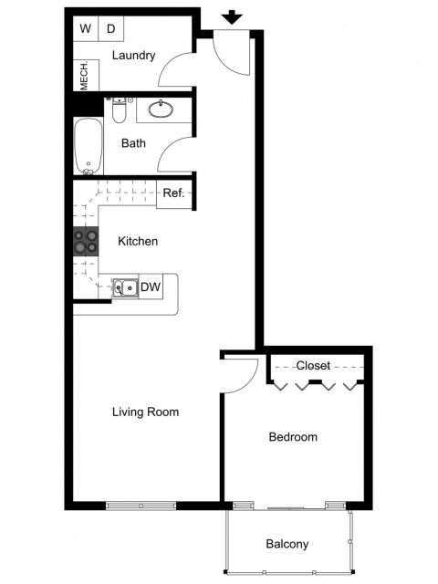 One Bedroom, One Bath - Small - 770 Elmwood Apartments