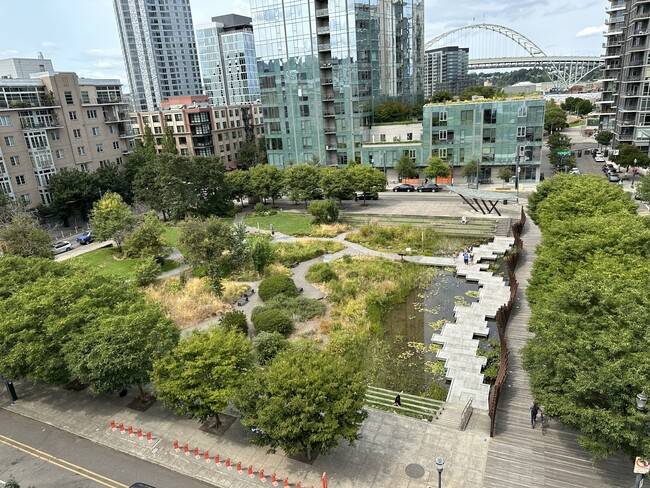 Tanner Springs Park from the deck - 1001 NW Lovejoy St