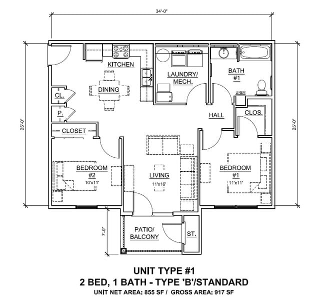 Floor Plan 1 - Carmany Place Apartments