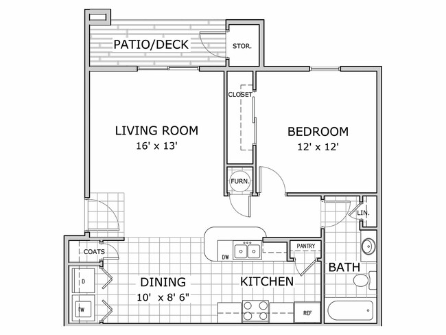 One-Bedroom-Phase-One-Floor-Plan-Battlefield-Park-Apartments - Battlefield Park Apartments