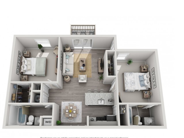 Two Bedroom Two Bathroom floor plan - Trellis at the Lakes