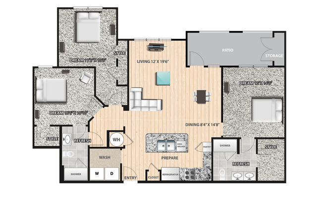 Floorplan - The Residences at Bluhawk Apartment Homes