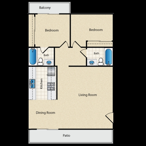 2BR/2BA - Chateau Lakeside Apartments