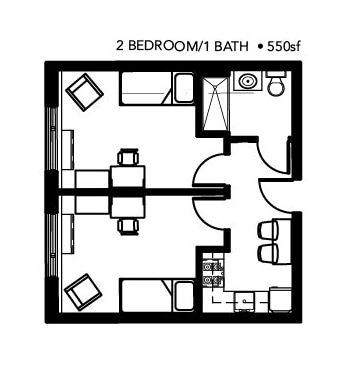 2BR/1BA - Beech International
