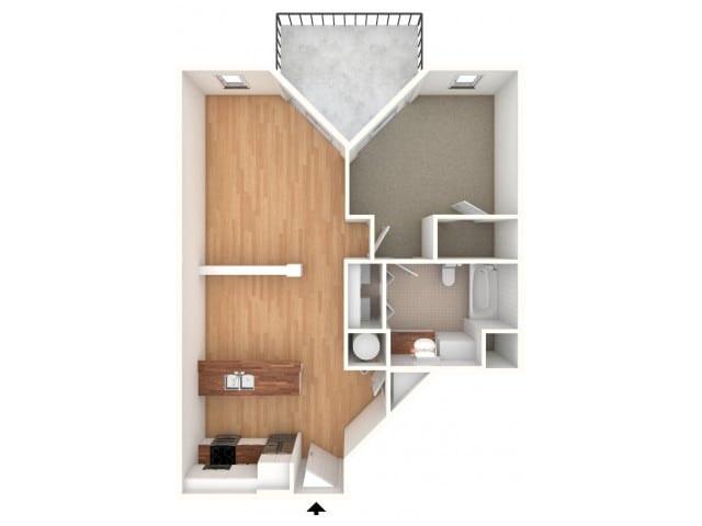 One bedroom floor plan - Waterloo Place Apartments