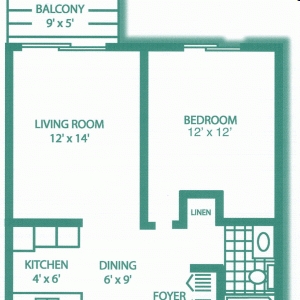 1BR/1BA - Garden View Apartments