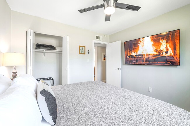 Main Bedroom with closet and flat 65" TV - 2821 E Turney Ave