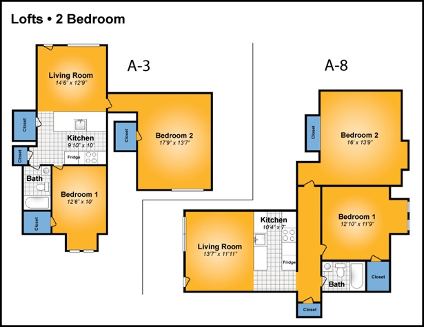 2BR1BA - The Lofts