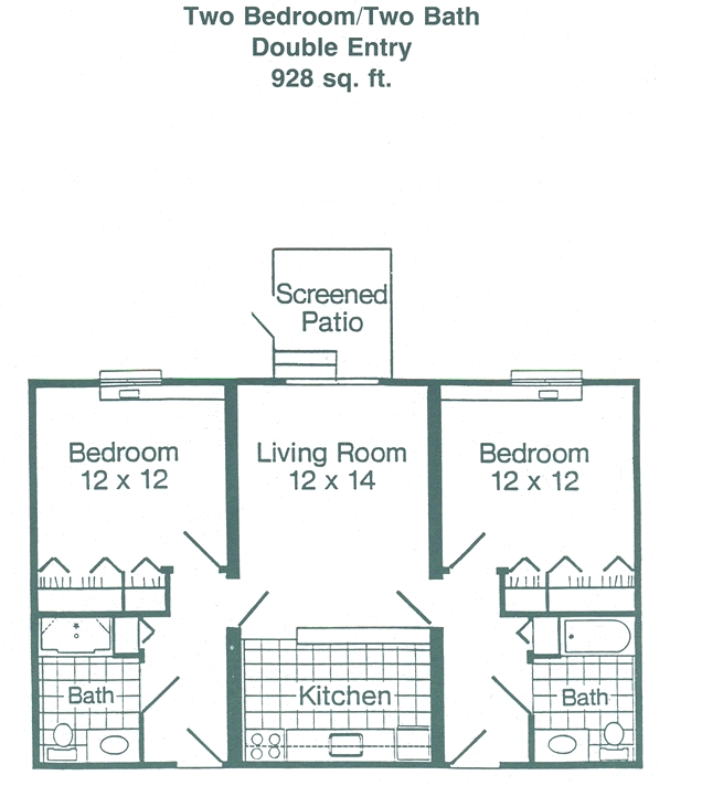 Two Bedroom/Two Bath Double Entry - Crossraods Village
