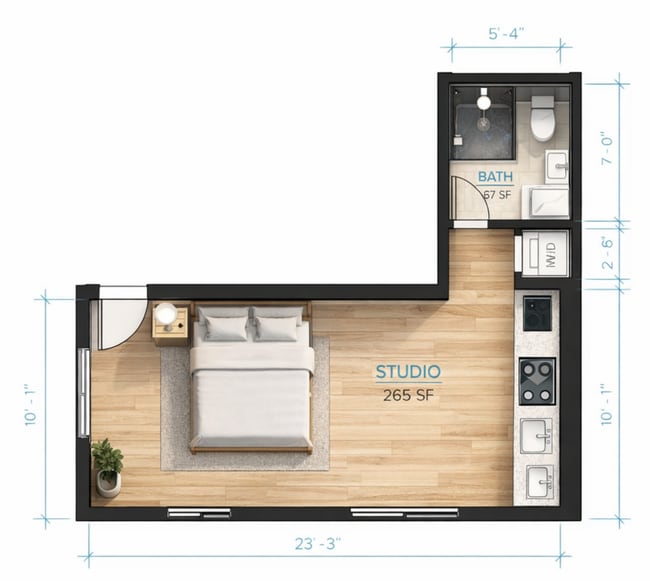 Floorplan - Duplet at Hillcrest | Modern Studio & 3 Bedroom Apartments in Hillcrest